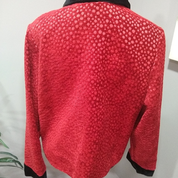 Taylor G  Red Velour Asian Flare Blazer - Picture 14 of 16